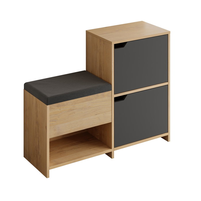 Hanah Home Haven Shoe Bench - Antracita y Roble Hanah Home Haven Shoe Bench - Antracita y Roble